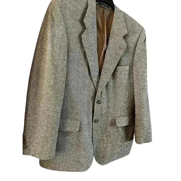 Barrington 100% SILK Tweed Sport Coat Blazer Jacket 2 Bttn Brown White Black 42R - Picture 3 of 8